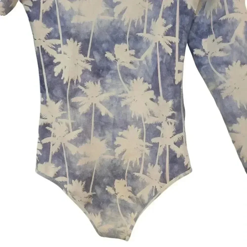 Body Glove Women's White & Blue Nylon/Spandex Denim City Palm Print Standard Lon